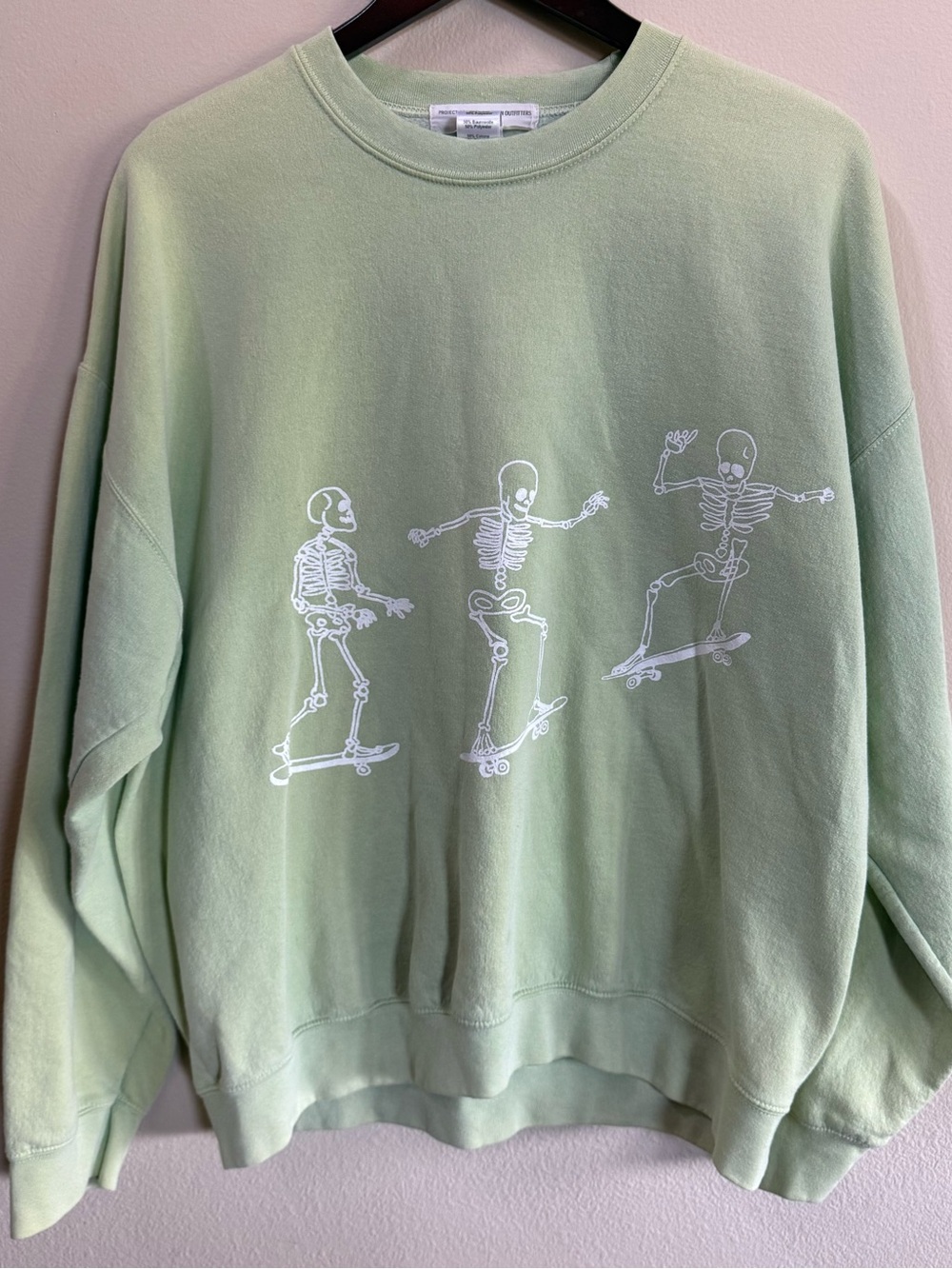 Urban Outfitters Light Green Skeleton Skate Crewneck Sweater